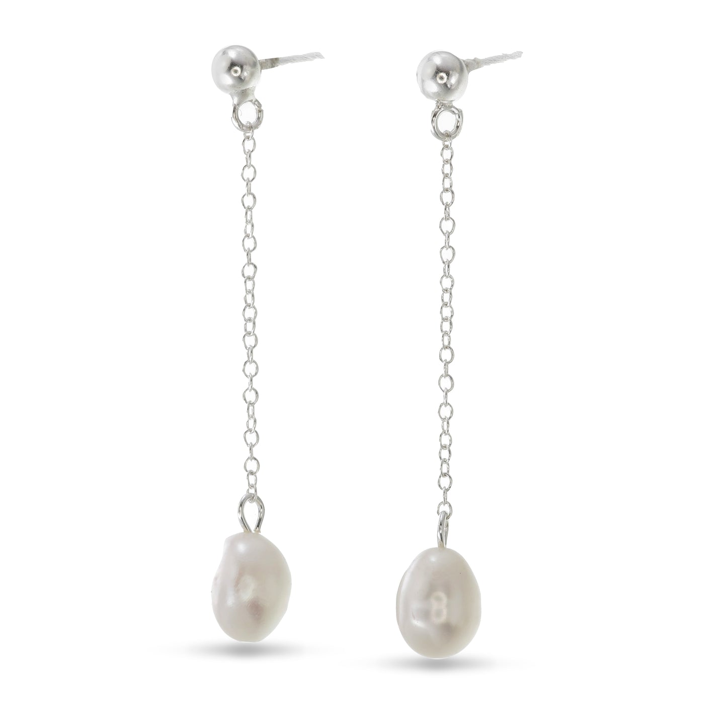 Silent Grace – Sterling Silver Pearl Drop Earrings