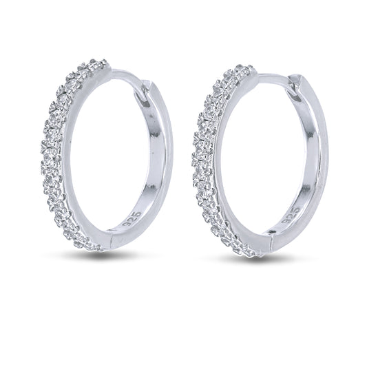 Circle of Light Ear Hoops - 925 Sterling Silver CZ Hoop Earrings