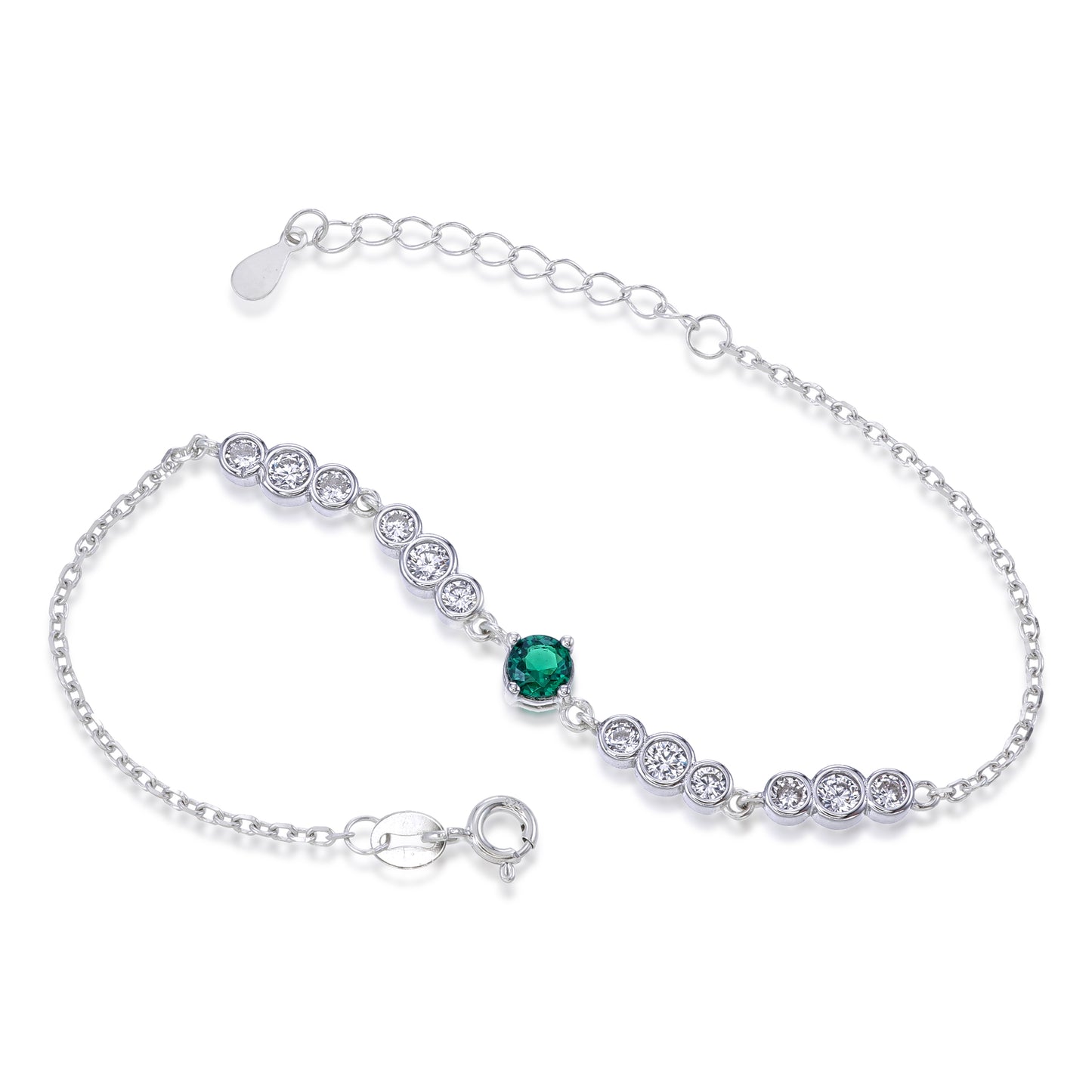 Radiant Soul Bracelet – Sterling Silver Emerald CZ Gemstone Bracelet