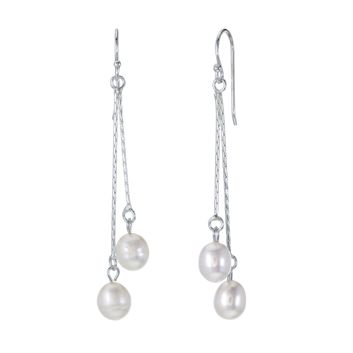 Pearls in Motion Earrings – Sterling Silver Freshwater Pearl Drop Earrings