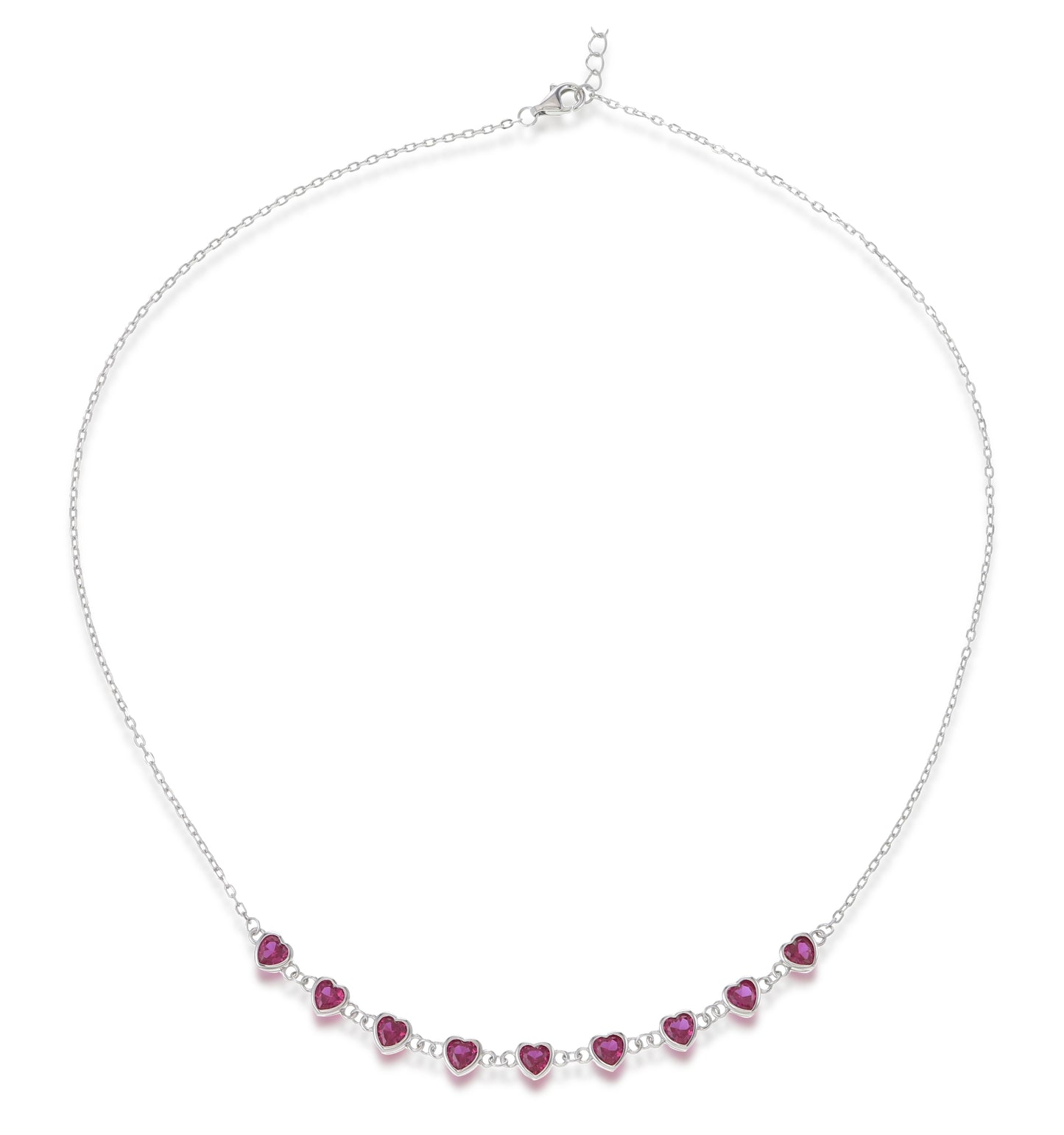 Endless Love - Sterling Silver Ruby Heart Necklace