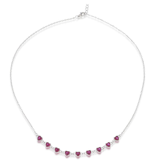 Endless Love - Sterling Silver Ruby Heart Necklace