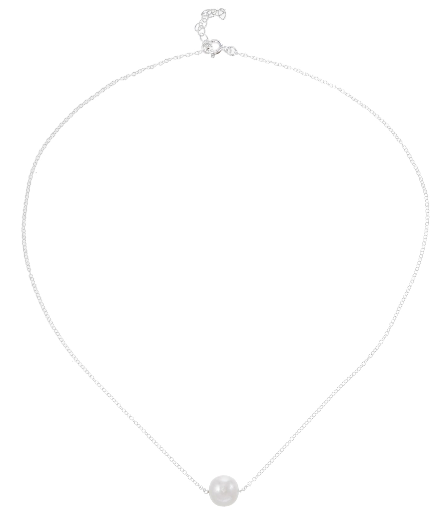 Whispers of Pearl - Sterling Silver Freshwater Pearl - Minimal Solitaire Necklace