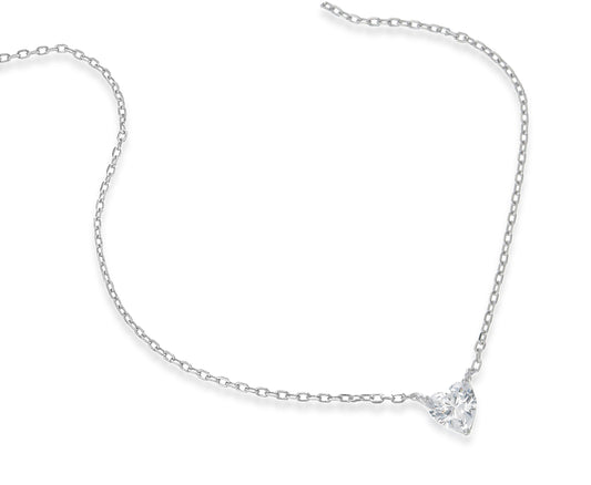 Pure Heart - Sterling Silver Heart Solitaire Necklace