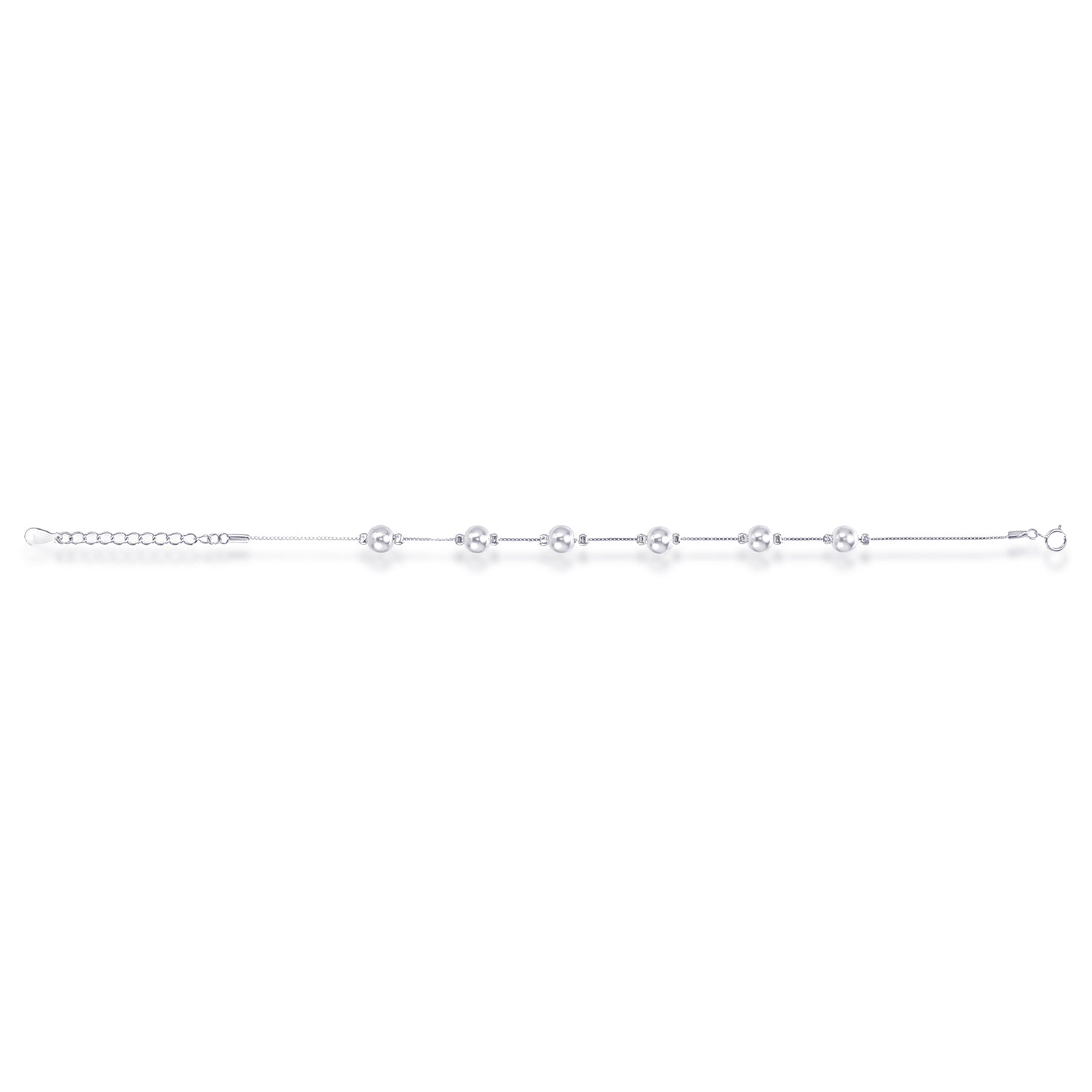 Tides of Serenity Bracelet – Sterling Silver Large Pearls Box Chain