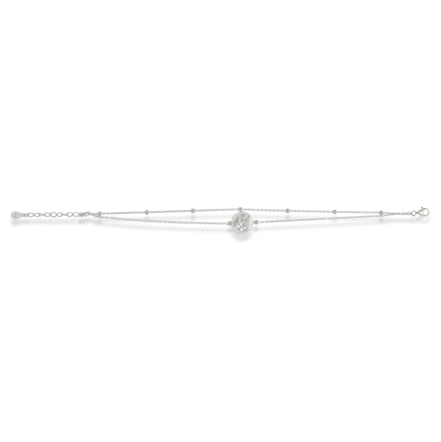 Pearl of Grace Bracelet – Sterling Silver Double Chain Pearl Bead Bracelet