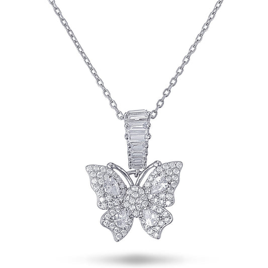 Born to Shine - Sterling Silver Butterfly CZ Pendant Necklace