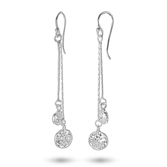 The One - 925 Sterling Silver Solitaire Drop Earrings