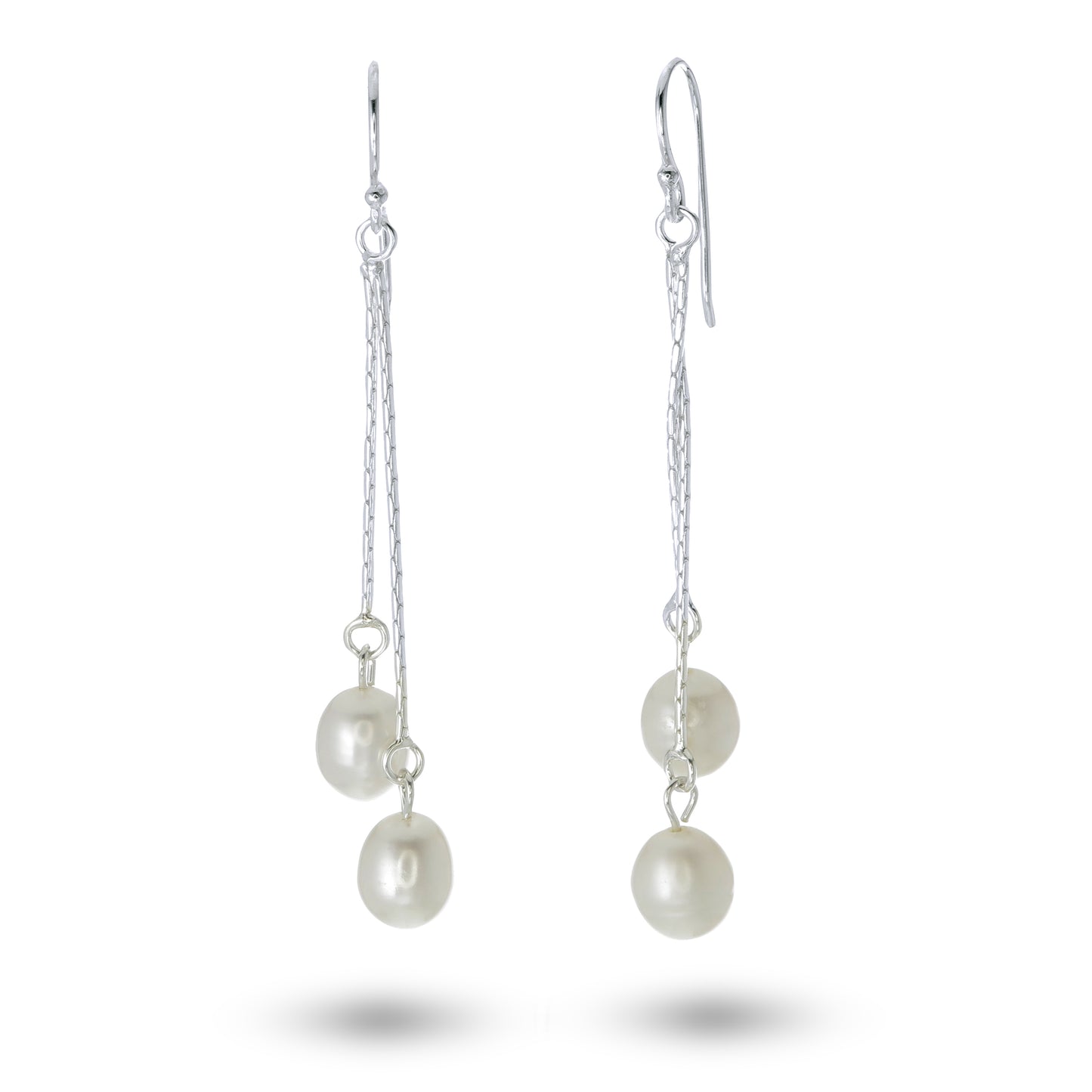 Pearls in Motion Earrings – Sterling Silver Freshwater Pearl Drop Earrings