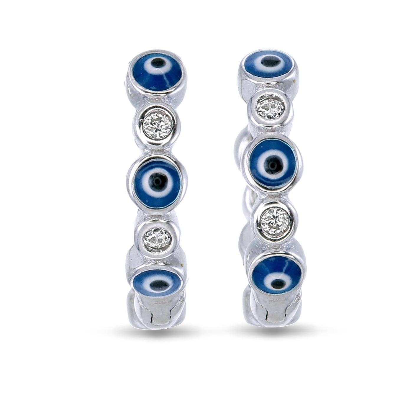 Guardian Eye Hoops - 925 Sterling Silver Evil Eye Protector Hoops