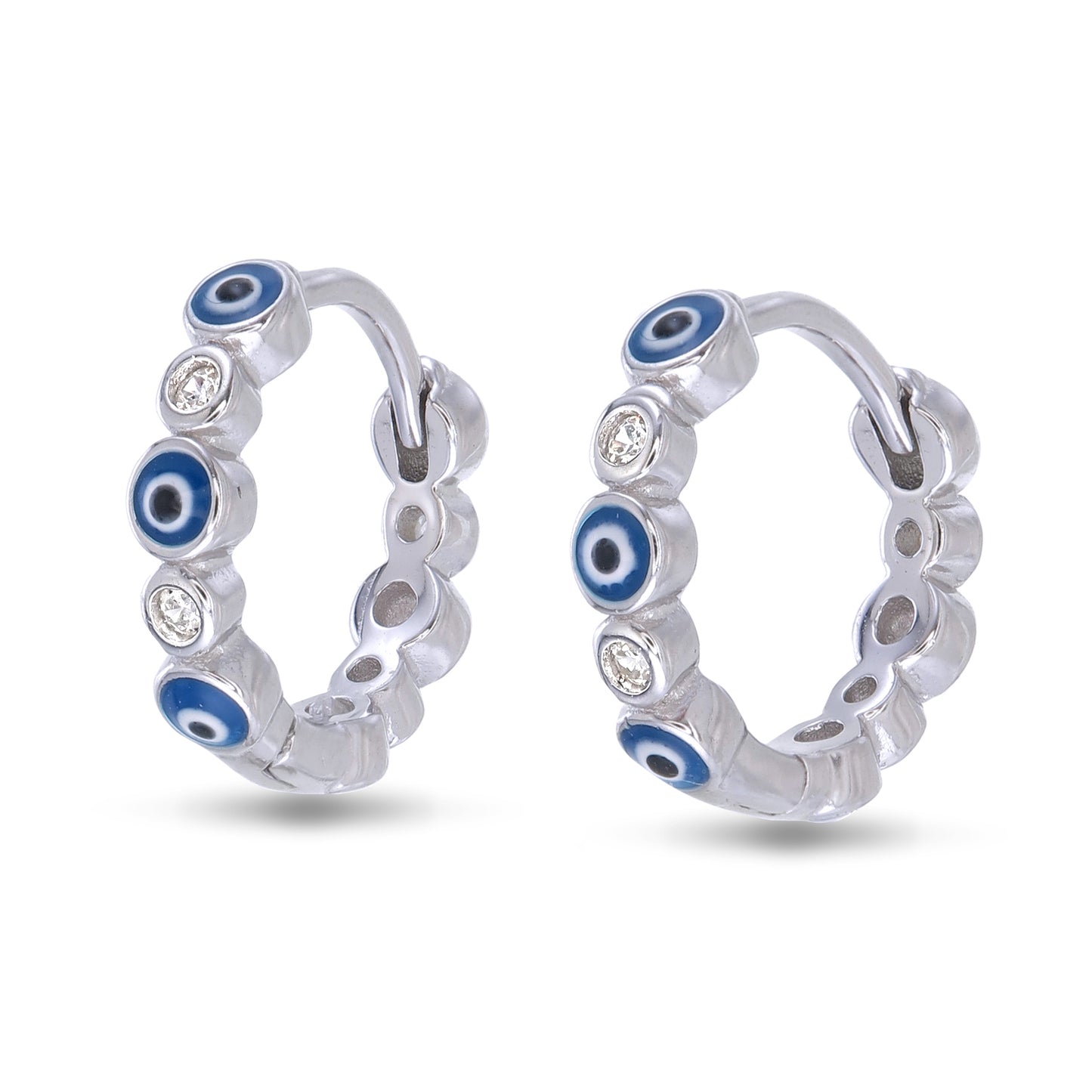 Guardian Eye Hoops - 925 Sterling Silver Evil Eye Protector Hoops