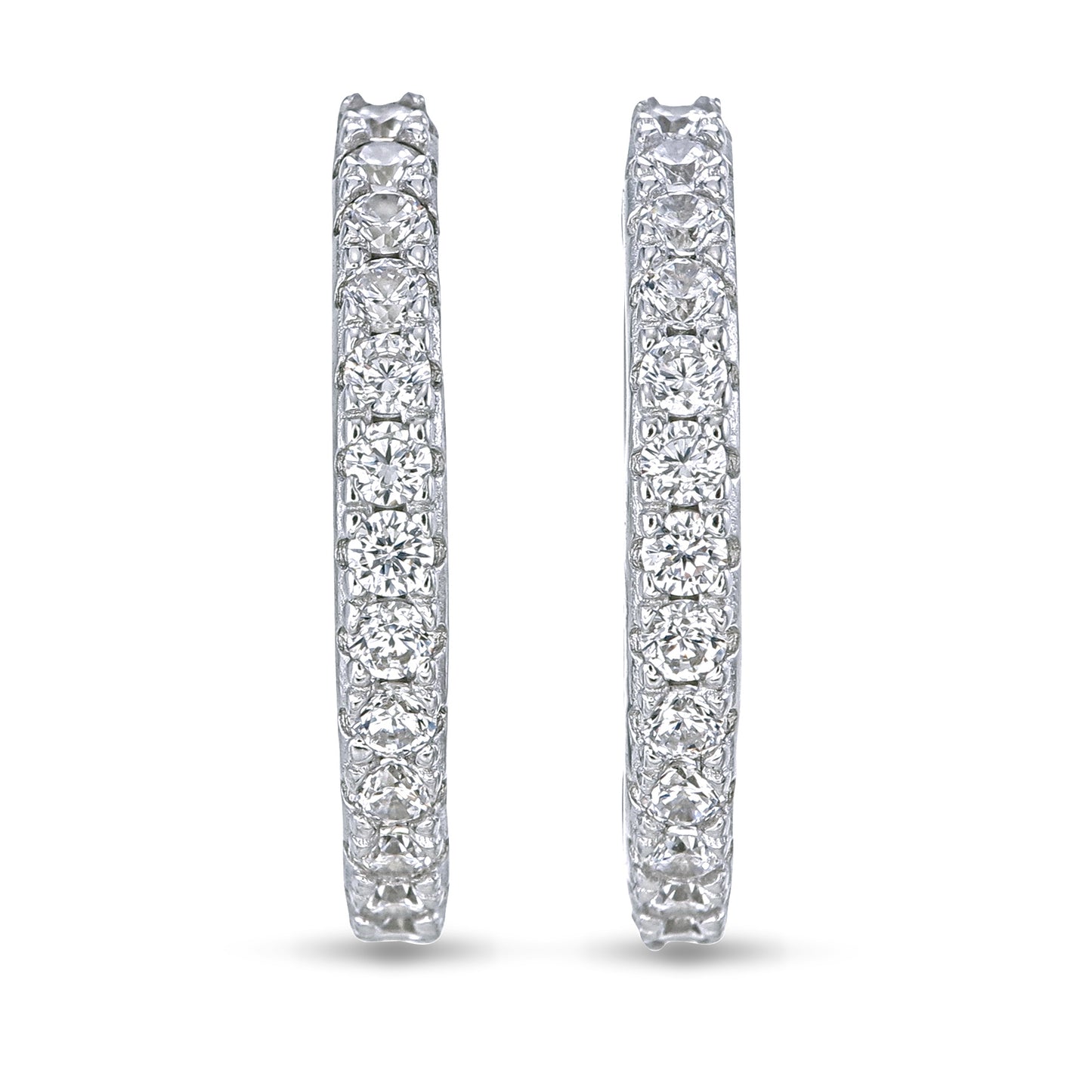 Circle of Light Ear Hoops - 925 Sterling Silver CZ Hoop Earrings
