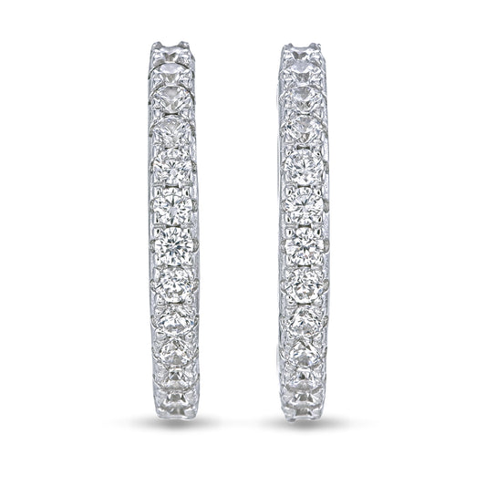 Circle of Light Ear Hoops - 925 Sterling Silver CZ Hoop Earrings