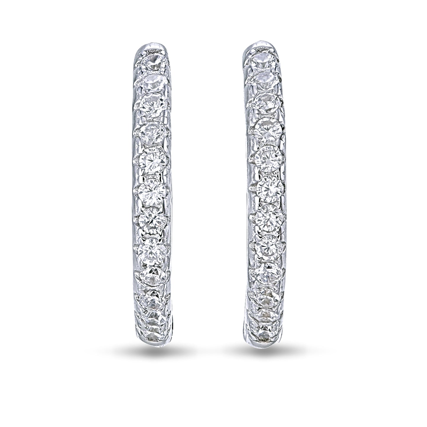 Timeless Spark - 925 Sterling Silver CZ Hoop Earrings
