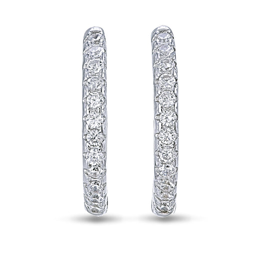 Timeless Spark - 925 Sterling Silver CZ Hoop Earrings