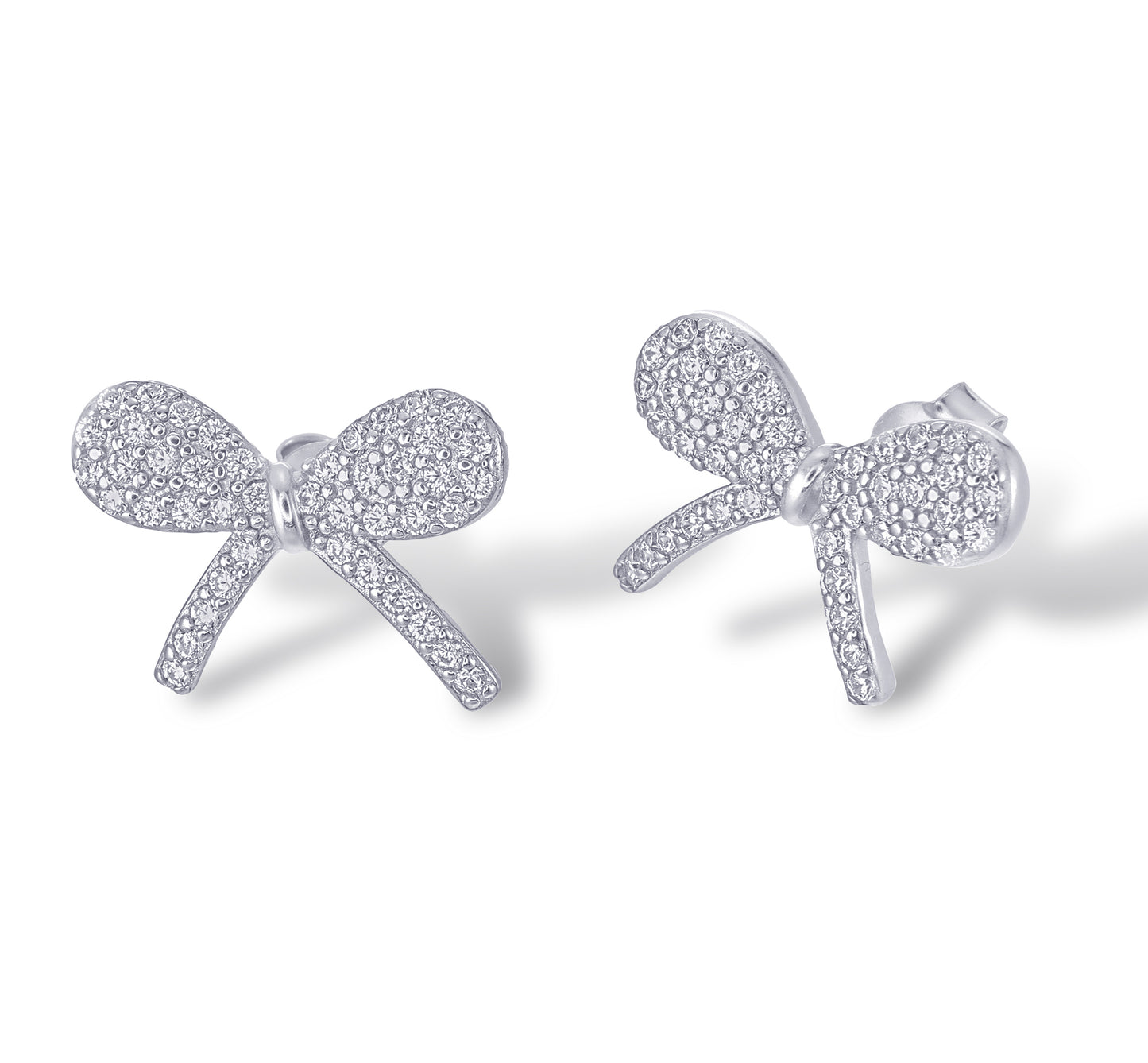 Eternal Bow Stud Earrings - Sterling Silver CZ Bow-Knot Studs
