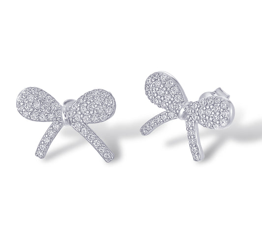 Eternal Bow Stud Earrings - Sterling Silver CZ Bow-Knot Studs