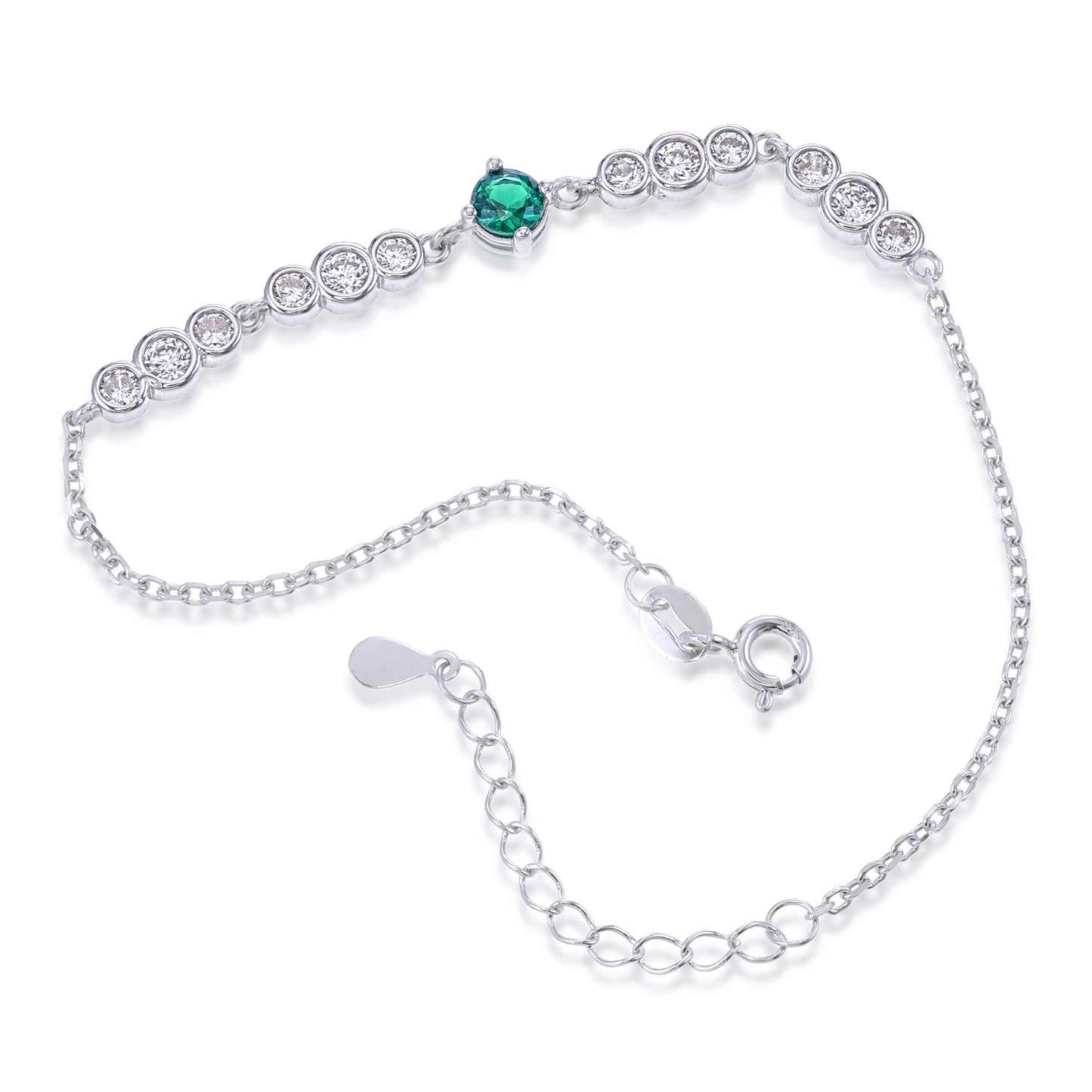 Radiant Soul Bracelet – Sterling Silver Emerald CZ Gemstone Bracelet