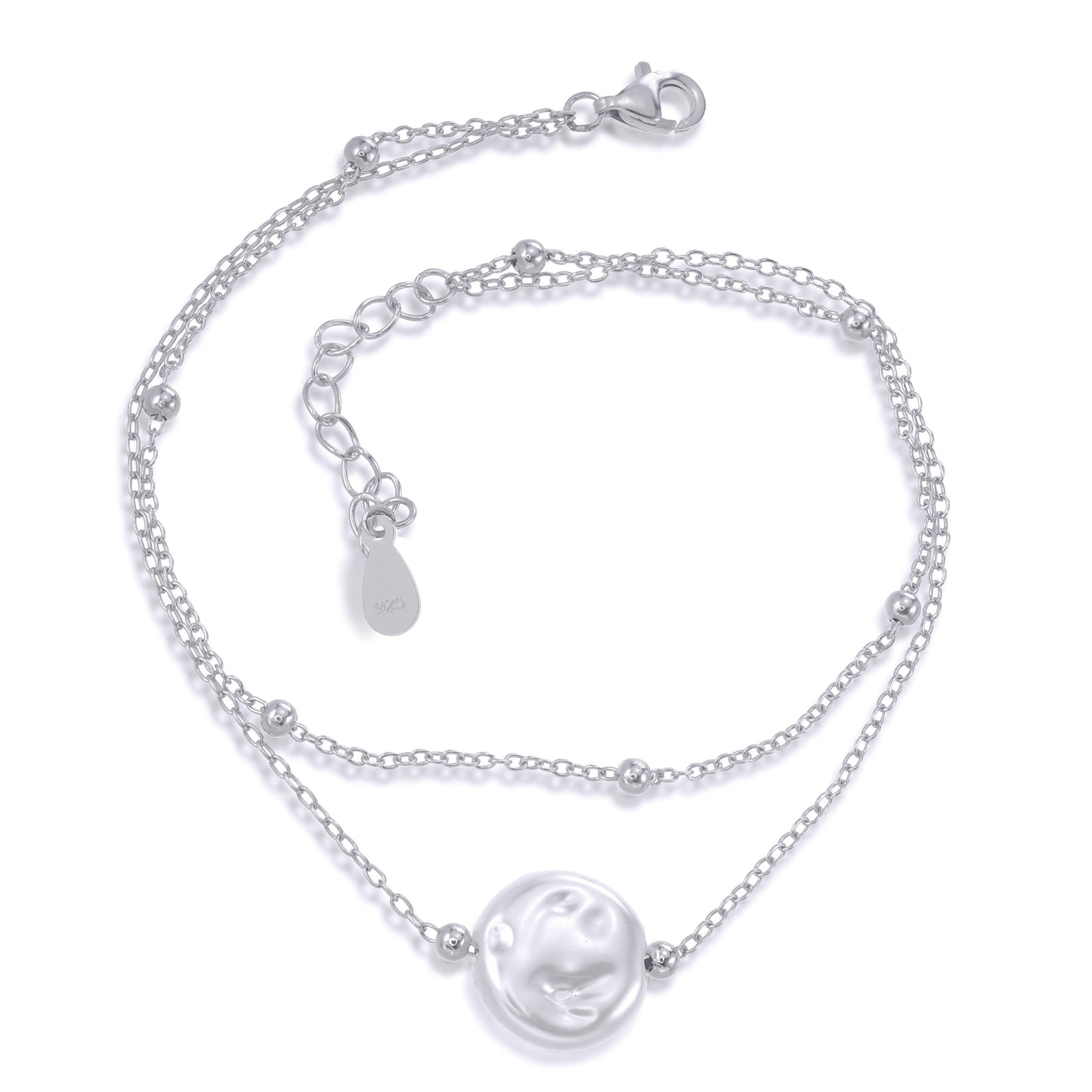 Pearl of Grace Bracelet – Sterling Silver Double Chain Pearl Bead Bracelet