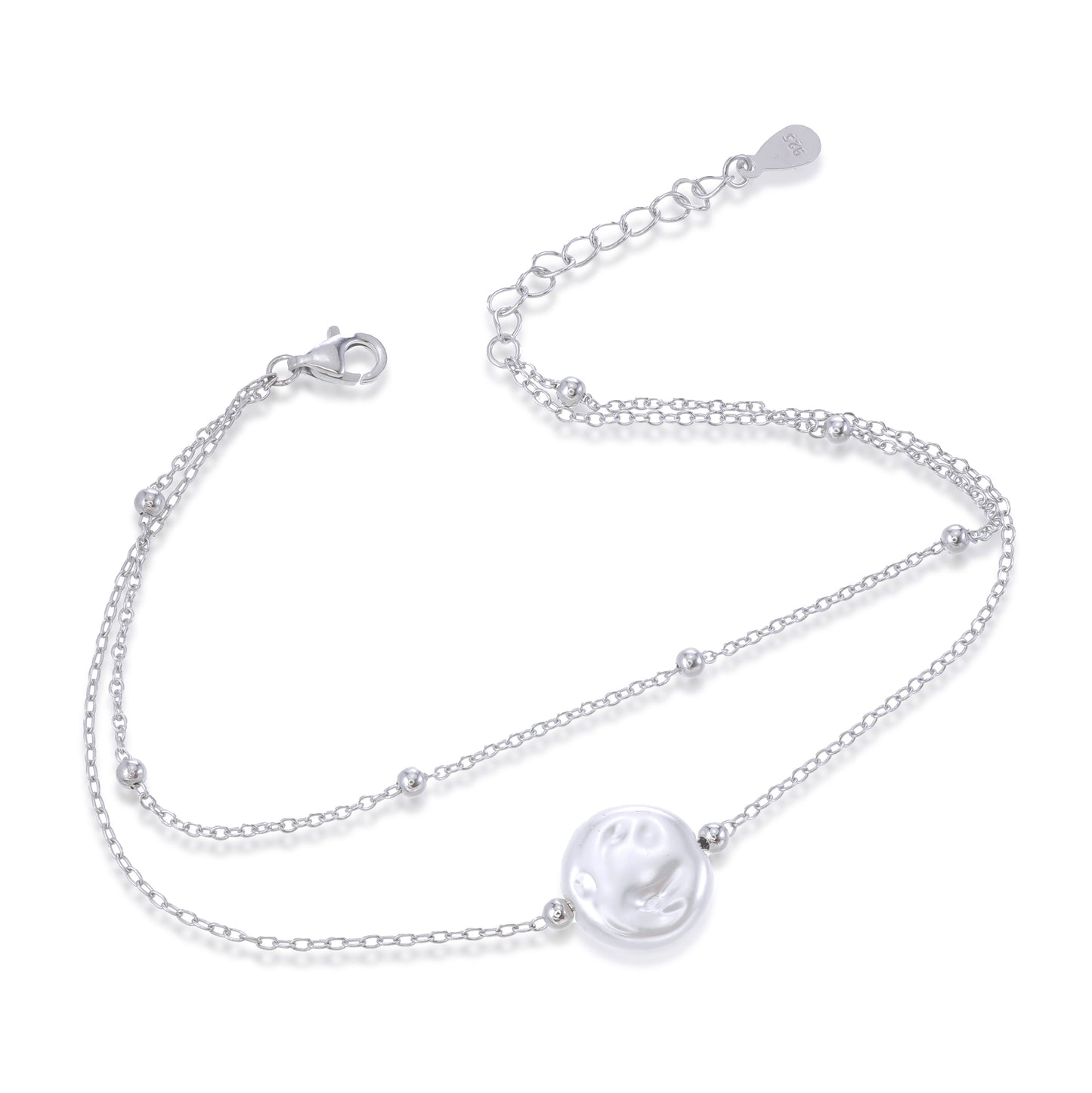 Pearl of Grace Bracelet – Sterling Silver Double Chain Pearl Bead Bracelet