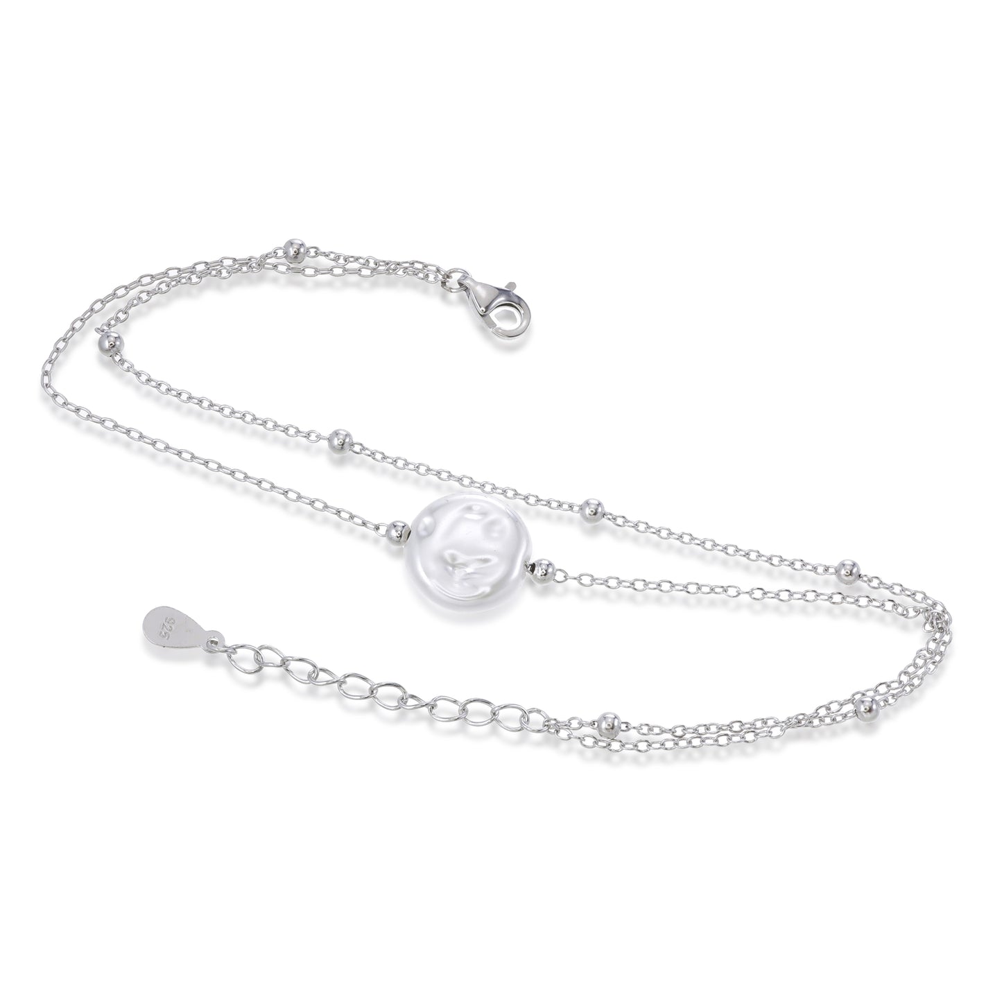 Pearl of Grace Bracelet – Sterling Silver Double Chain Pearl Bead Bracelet