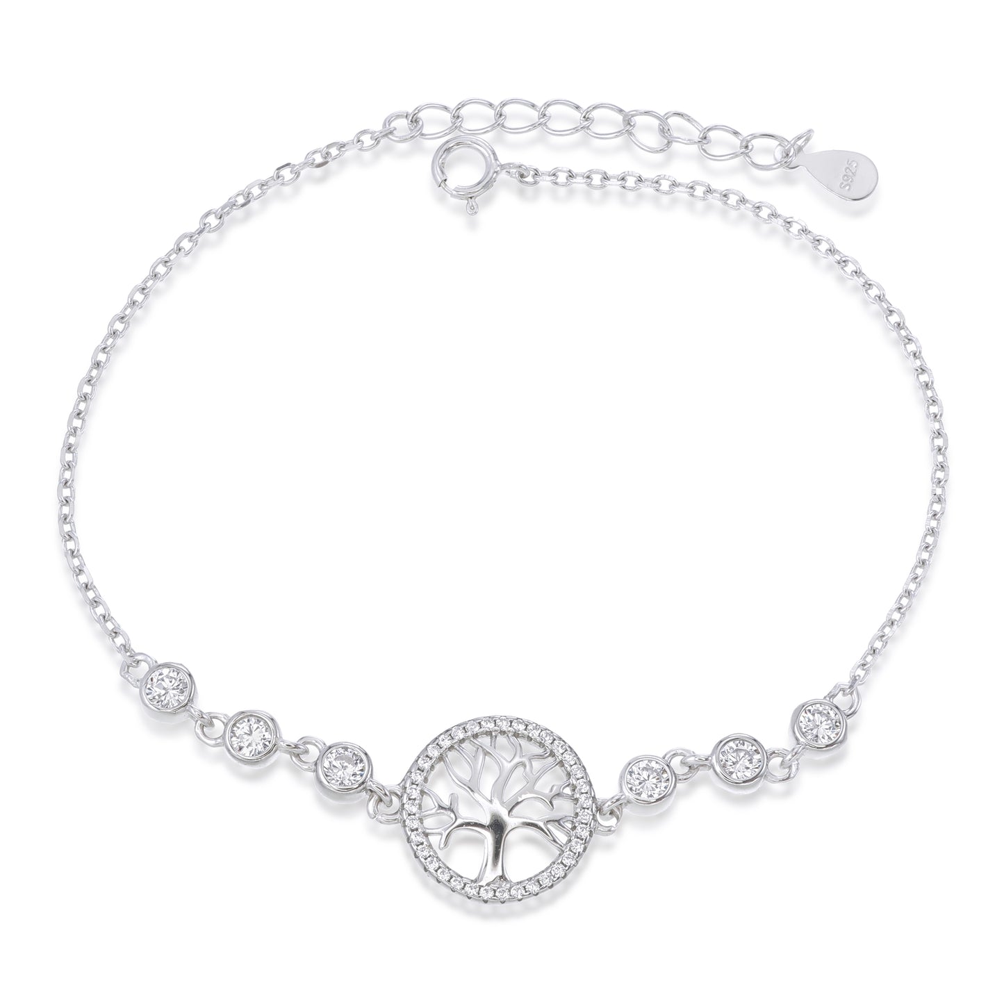 Sacred Roots Bracelet – Sterling Silver Tree of Life CZ Bracelet