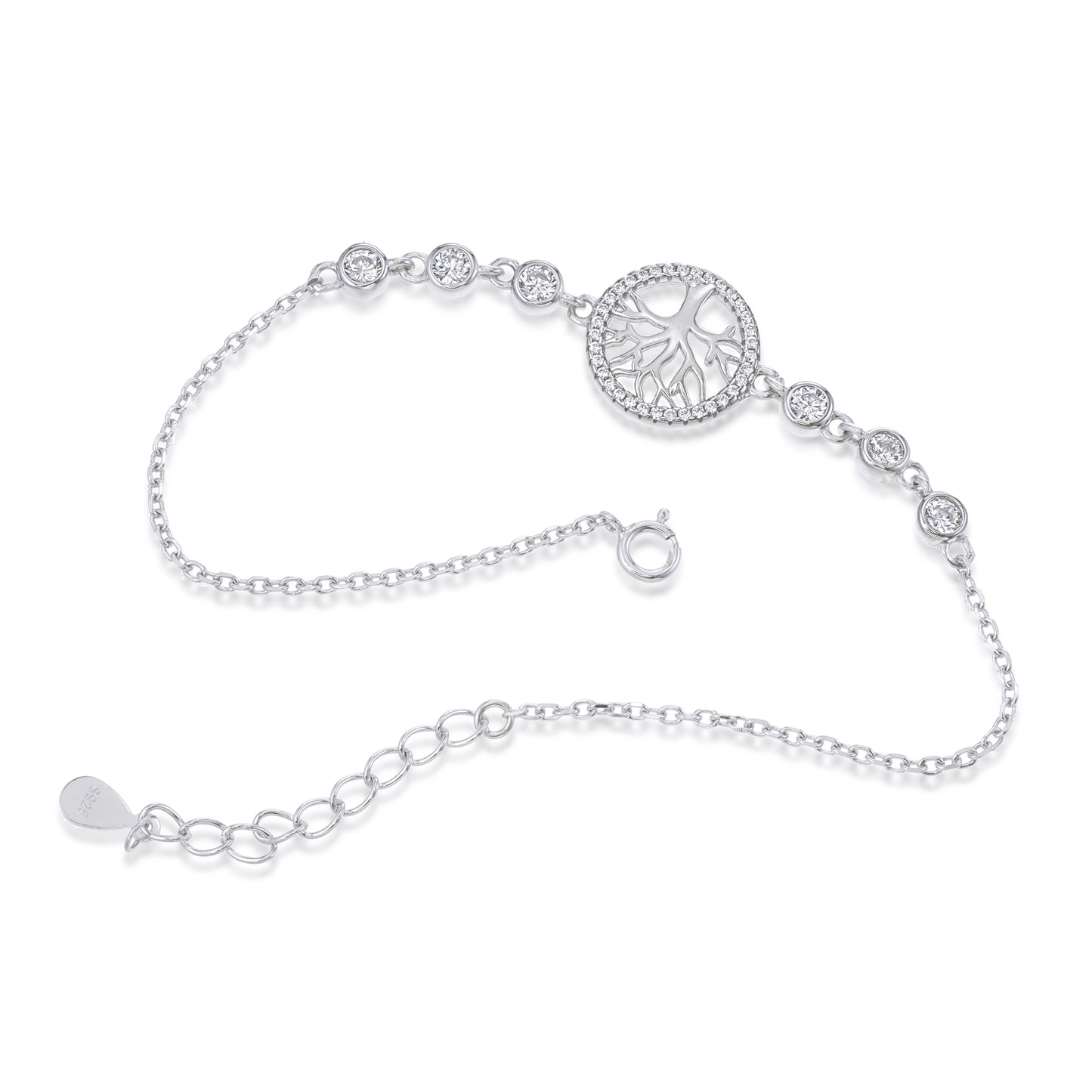 Sacred Roots Bracelet – Sterling Silver Tree of Life CZ Bracelet