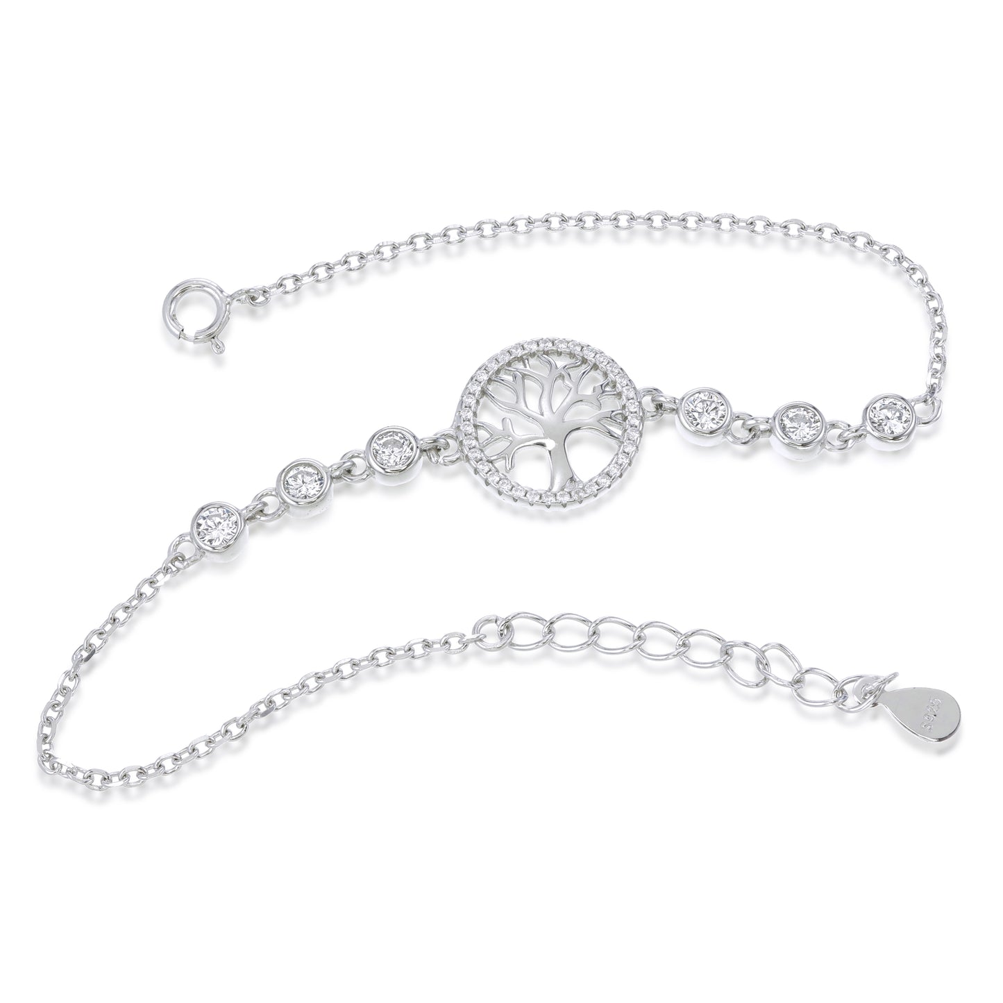 Sacred Roots Bracelet – Sterling Silver Tree of Life CZ Bracelet