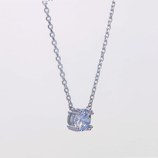 Solitaire Spirit Necklace - Sterling Silver Minimalist Round CZ Pendant Necklace