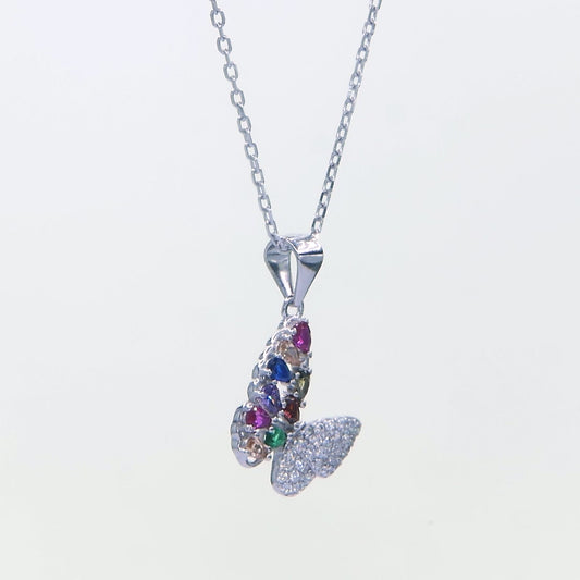 Garden of Dreams - Colored Stones Butterfly - Sterling Silver